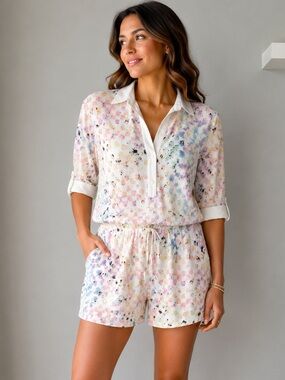 Alexis Multicolored Abstract Paint-Stroke Romper